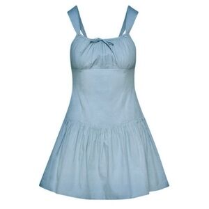 Aritzia Sunday Best 100% Cotton Strudel Poplin Dew Blue Mini Dress, Size S